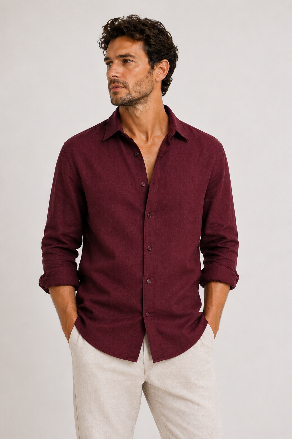 Maroon Linen Shirt