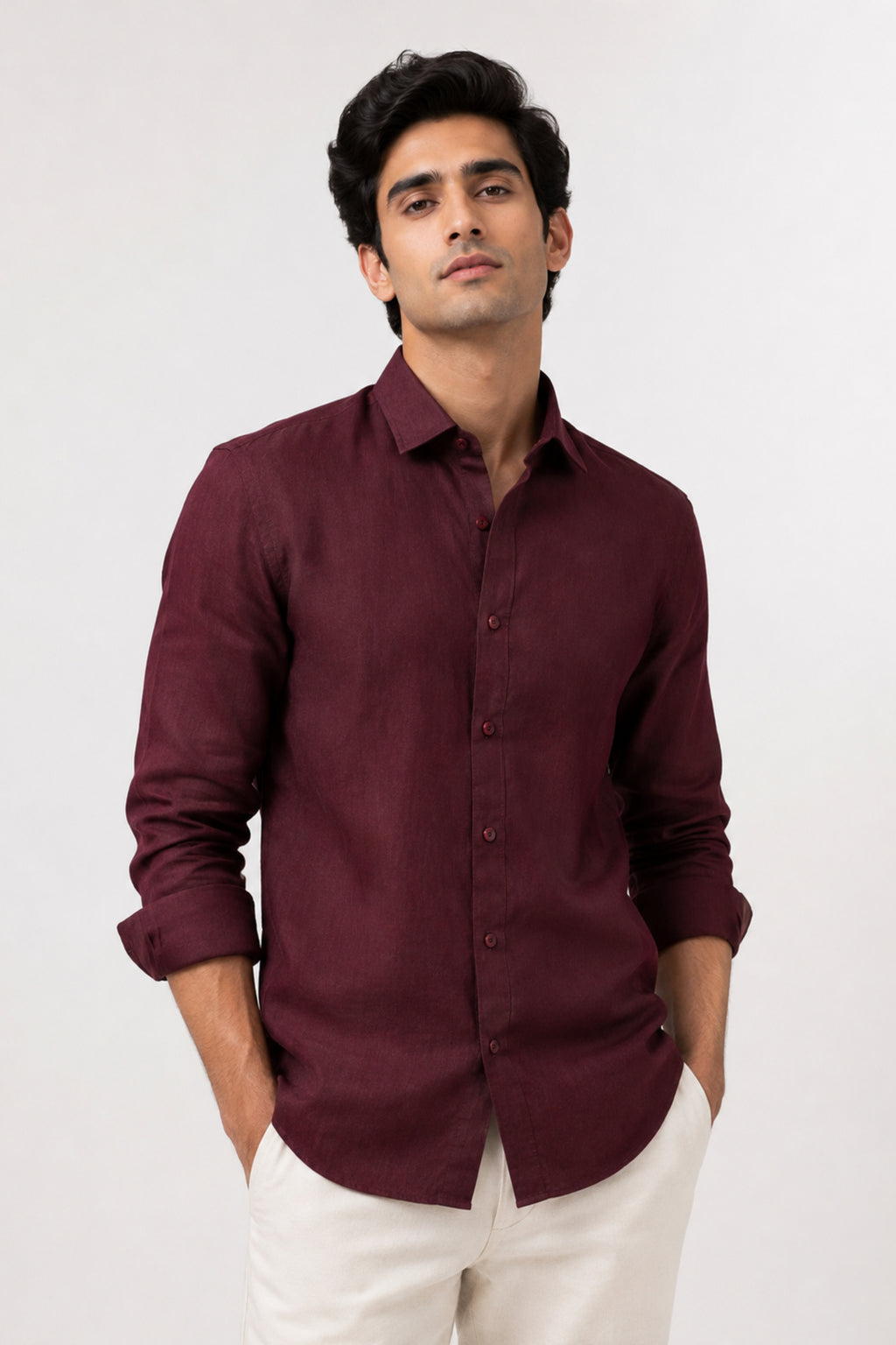 Maroon Linen Shirt