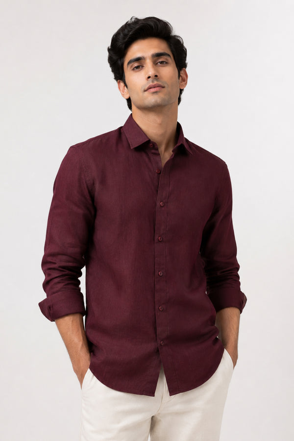 Maroon Linen Shirt