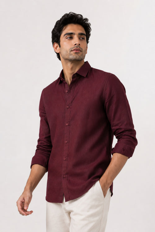 Maroon Linen Shirt