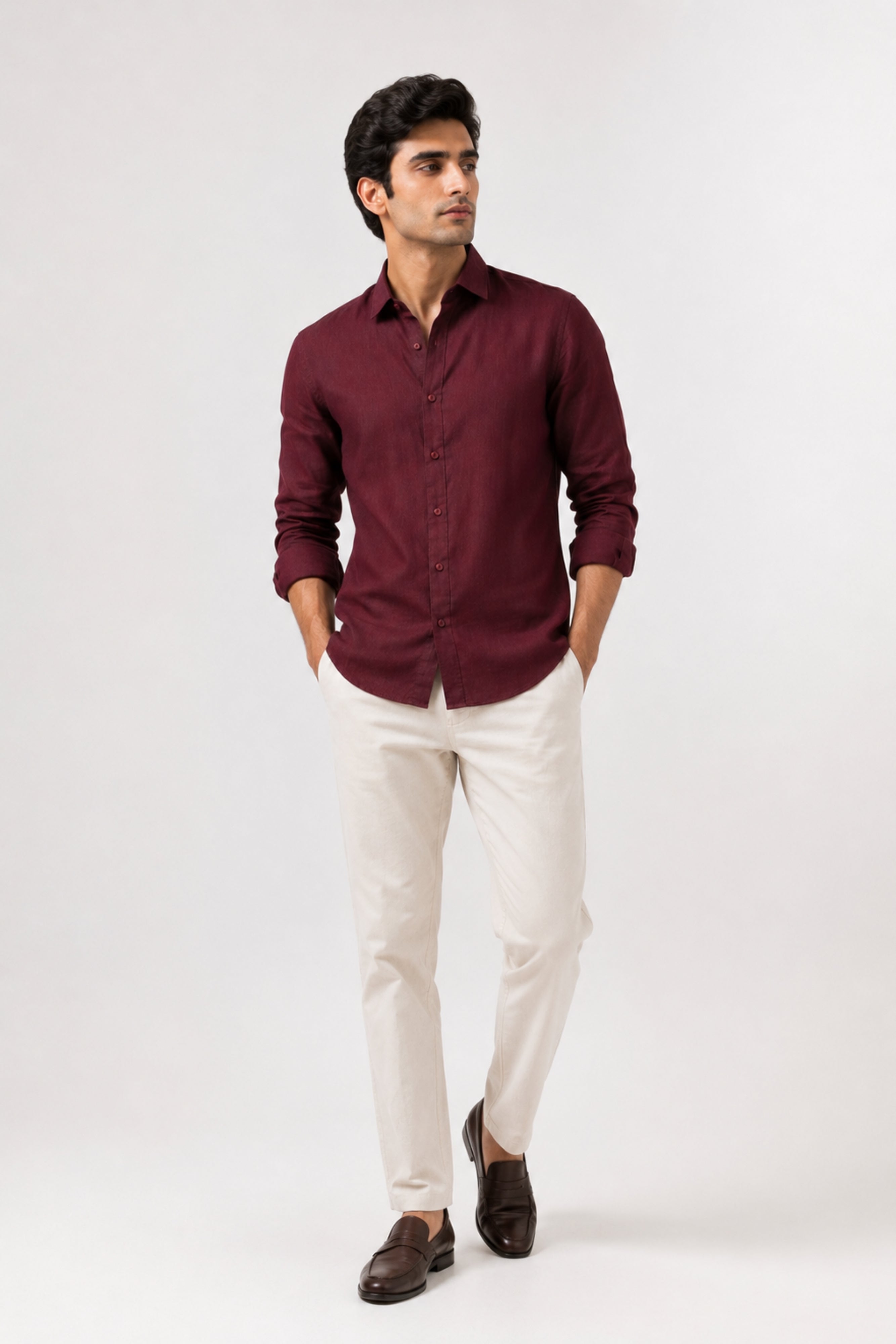 Maroon Linen Shirt