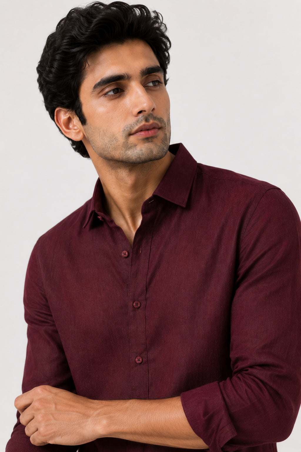 Maroon Linen Shirt