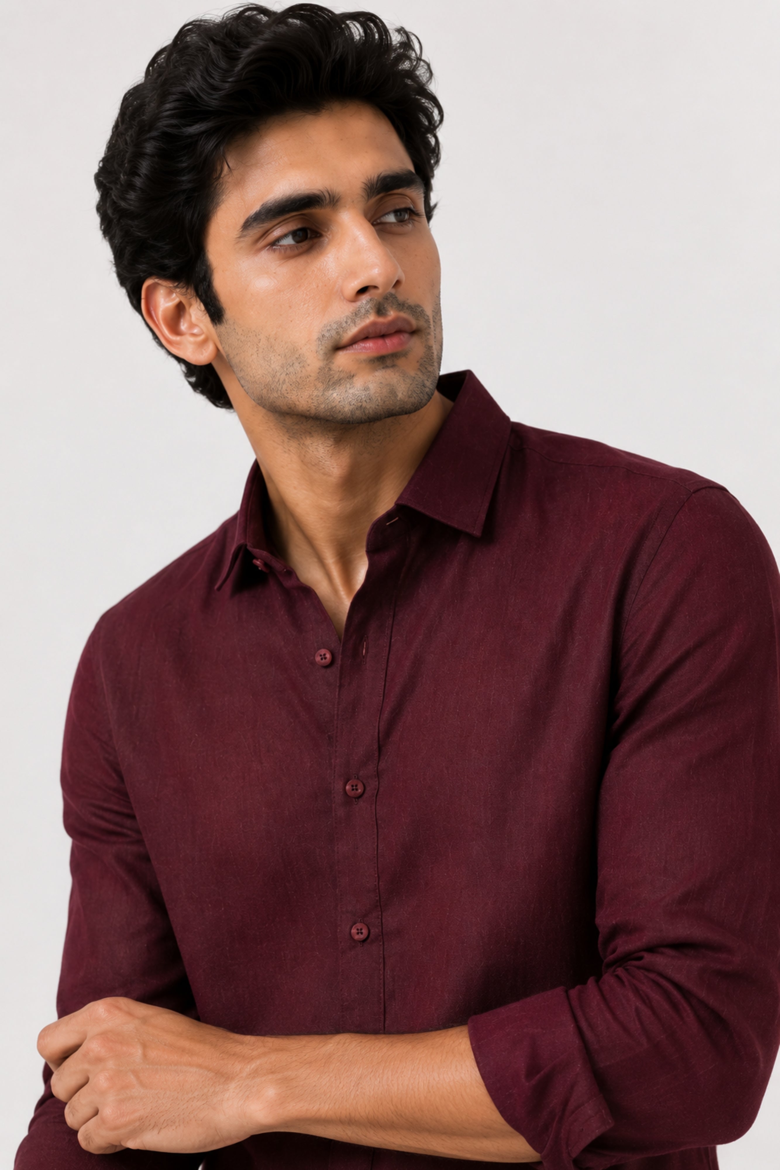 Maroon Linen Shirt