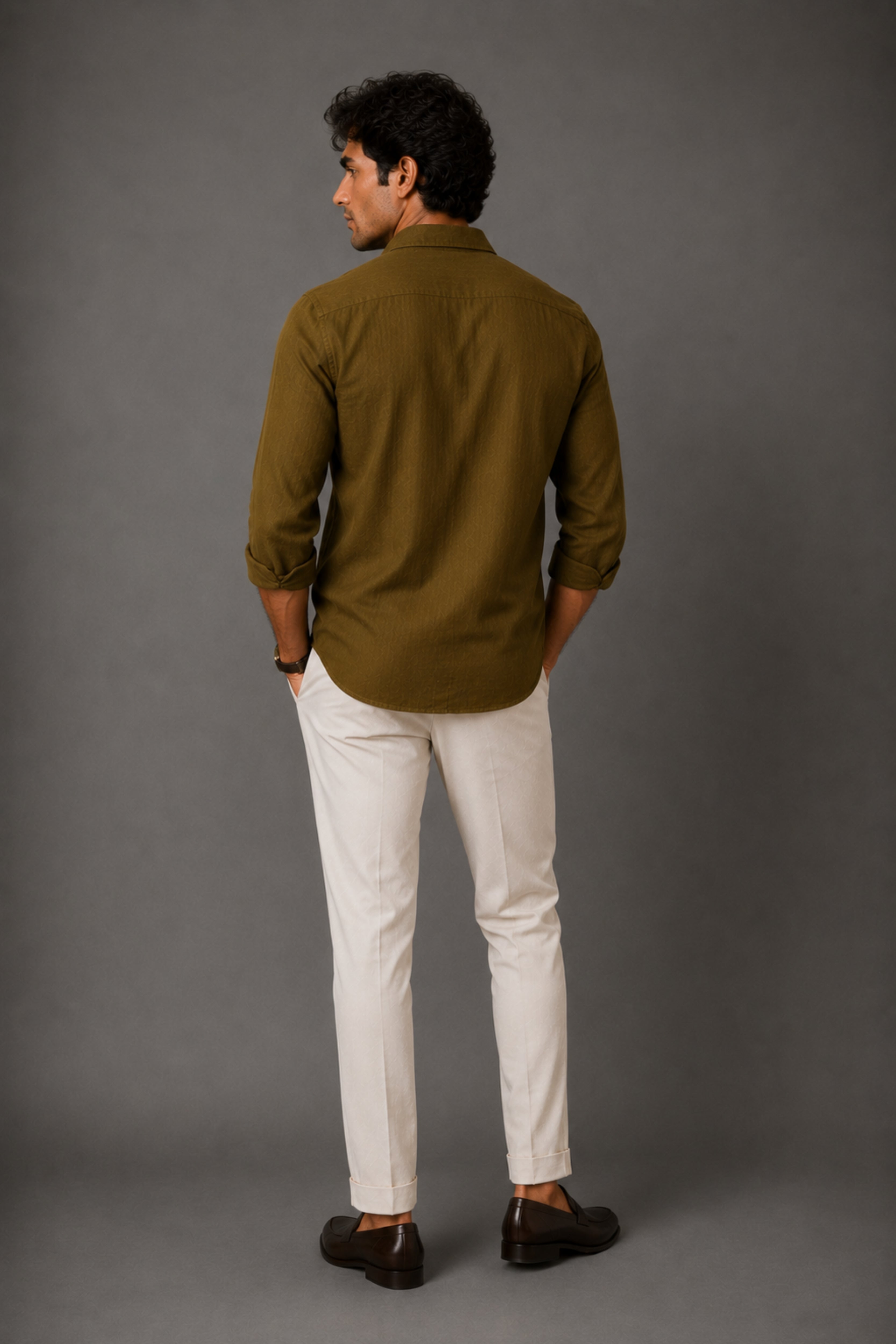 Olive Green Linen Shirt