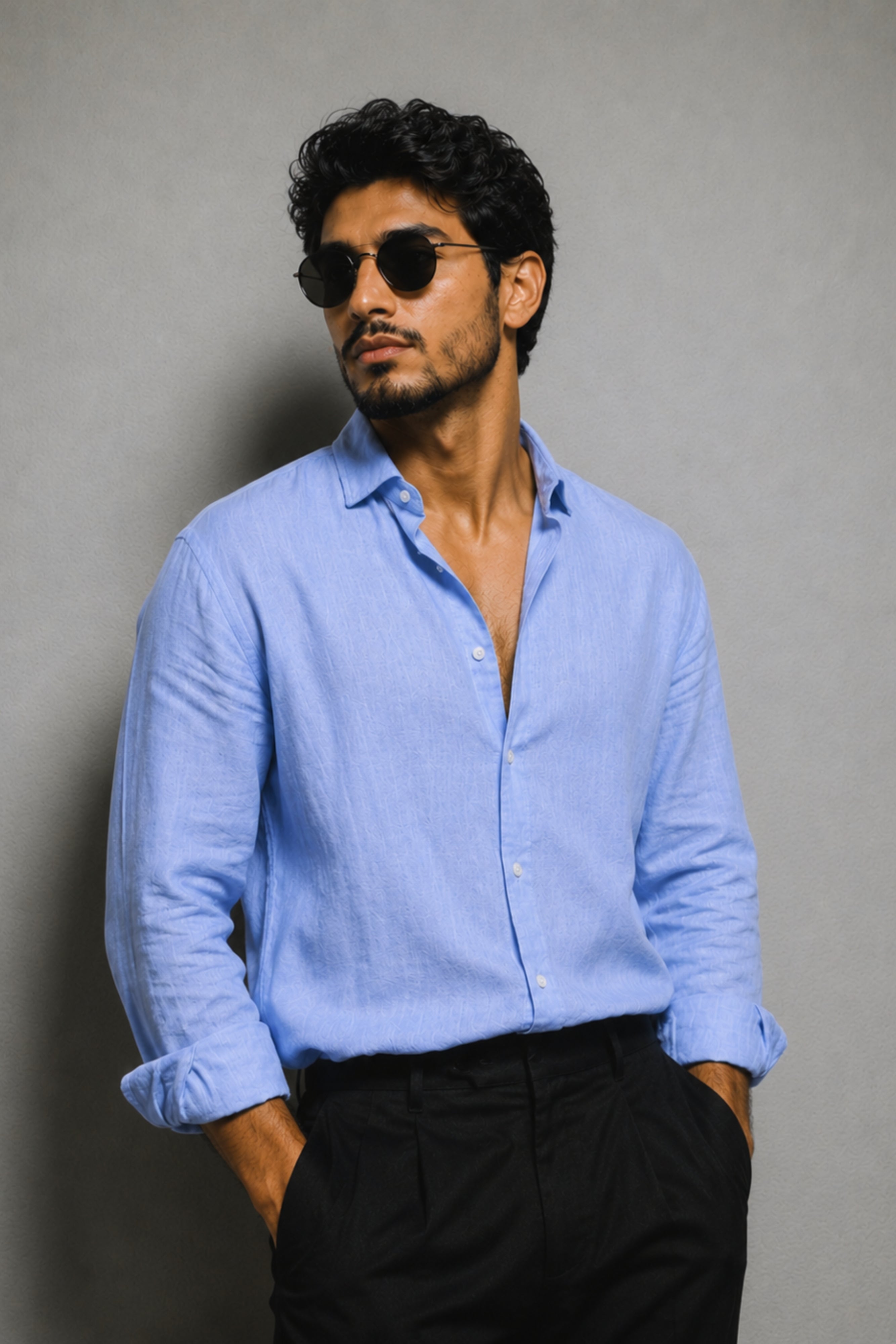 Sky Blue Linen Shirt