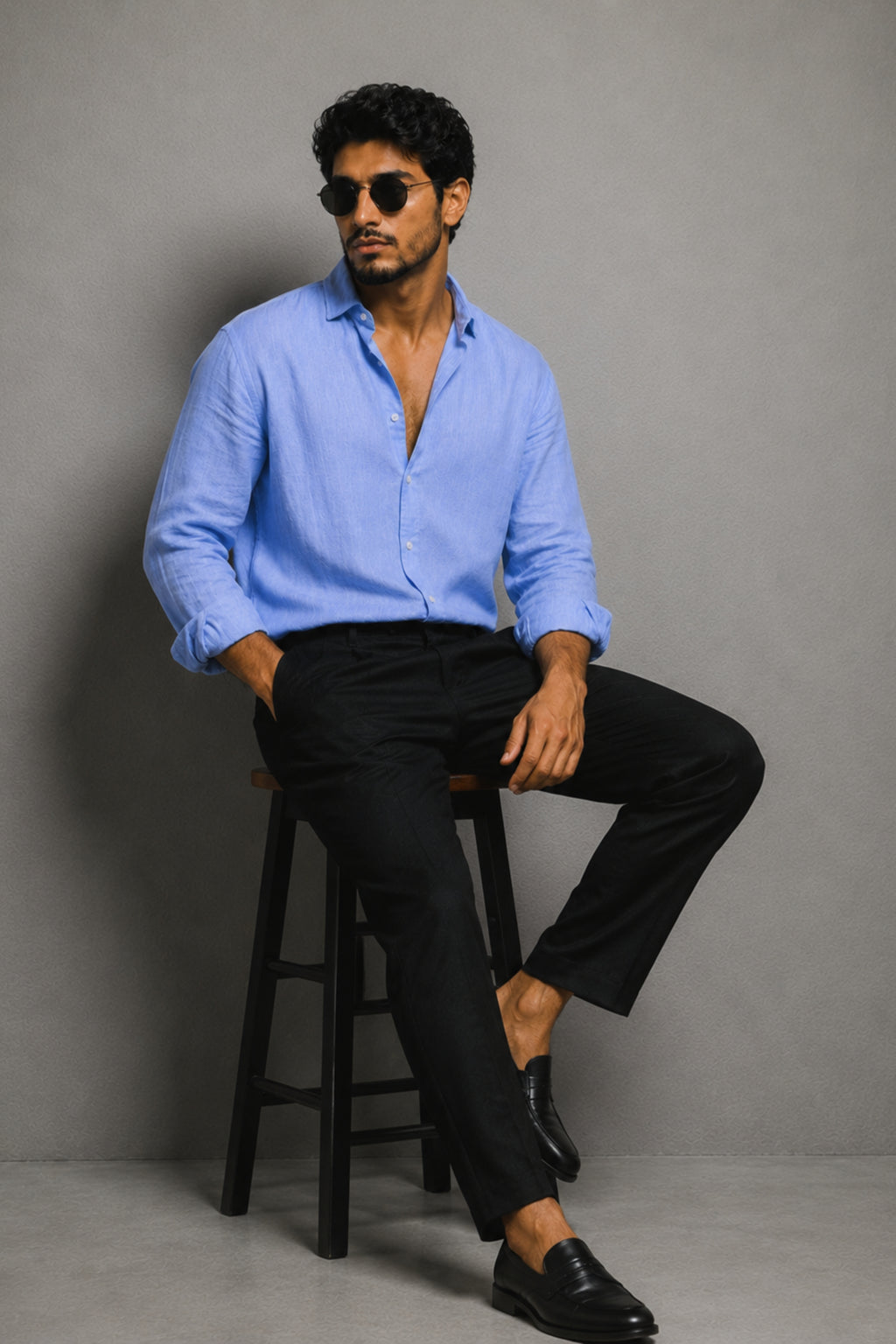 Sky Blue Linen Shirt