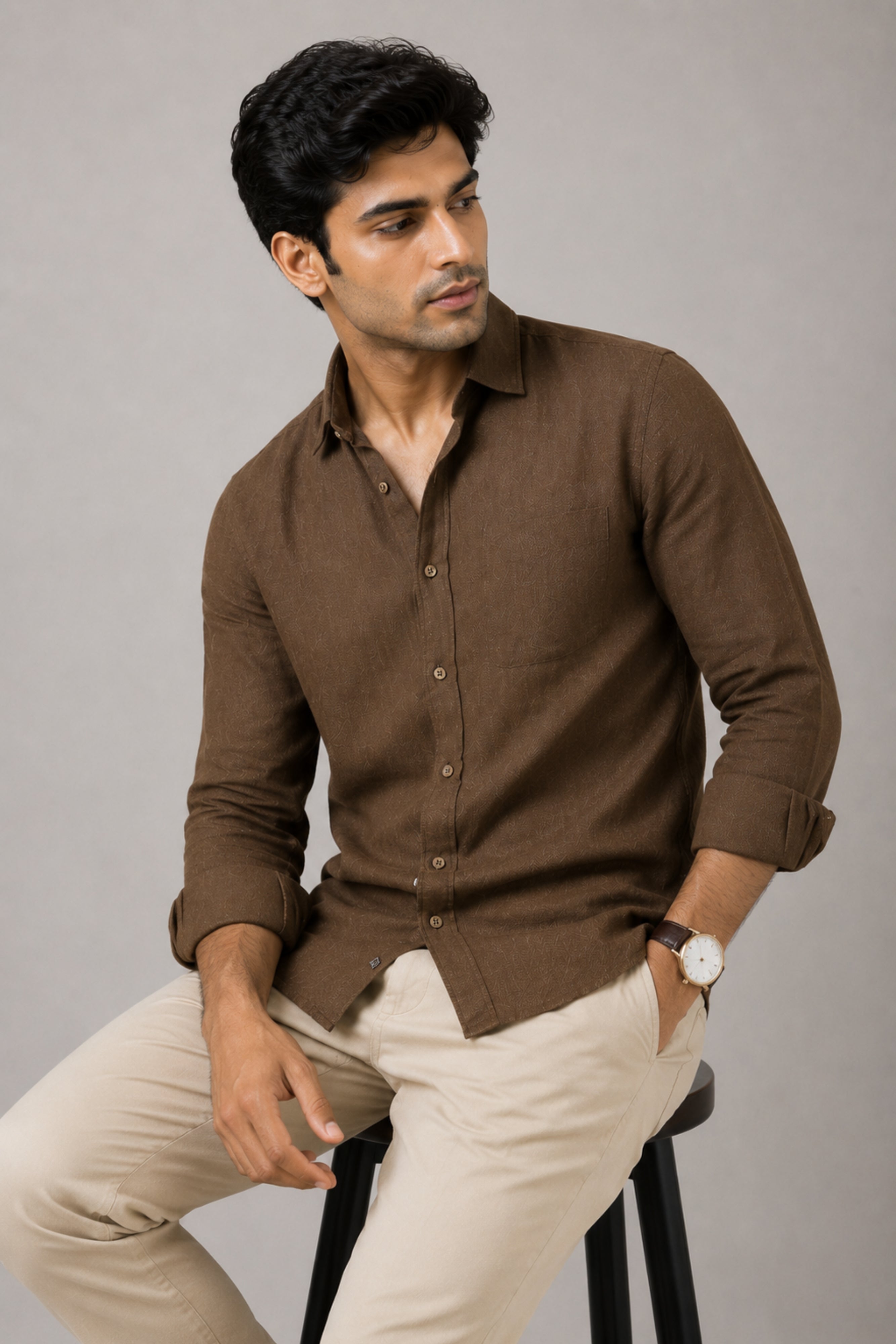 Walnut Brown Linen Shirt