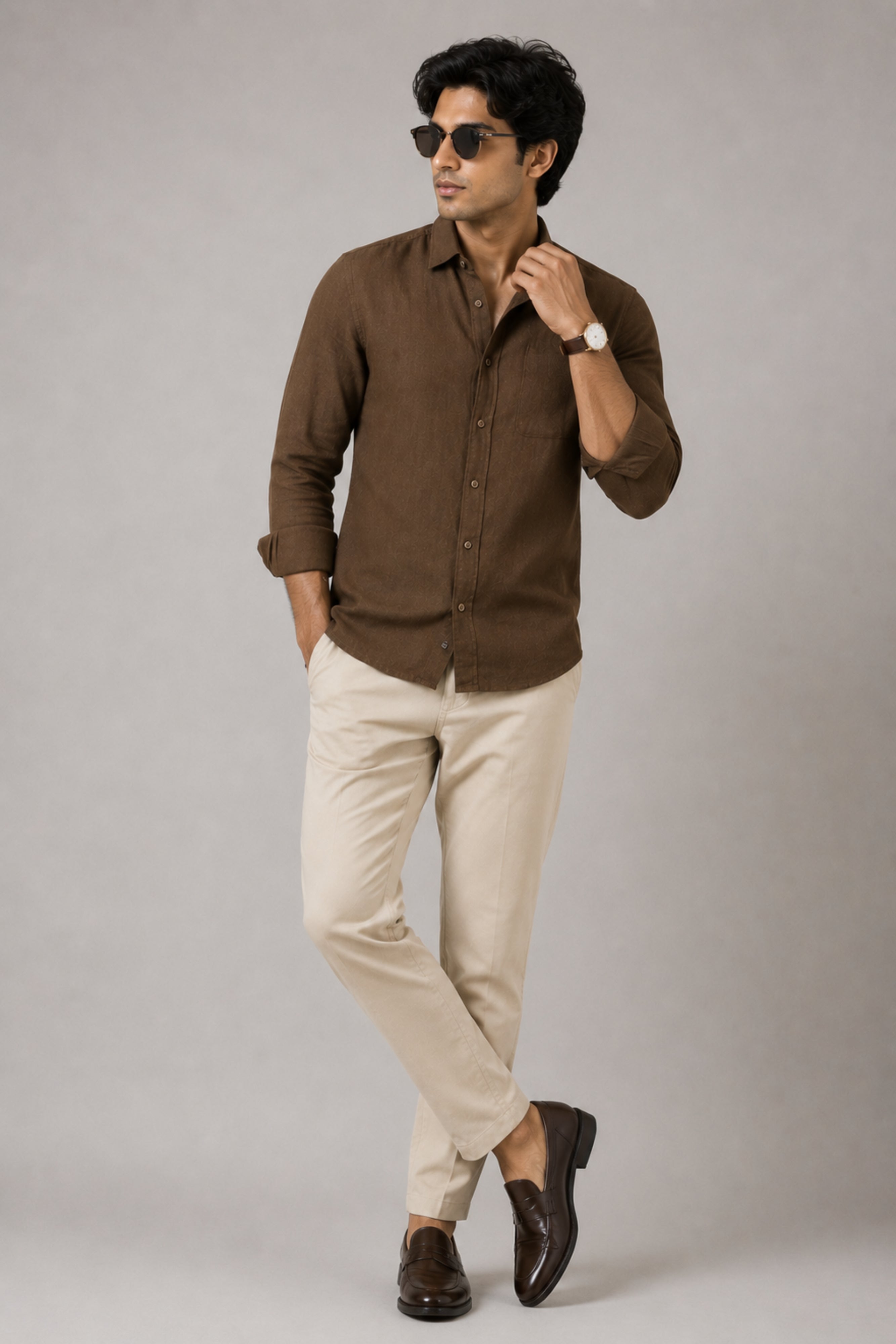 Walnut Brown Linen Shirt