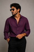 Wine Purple Linen Shirt